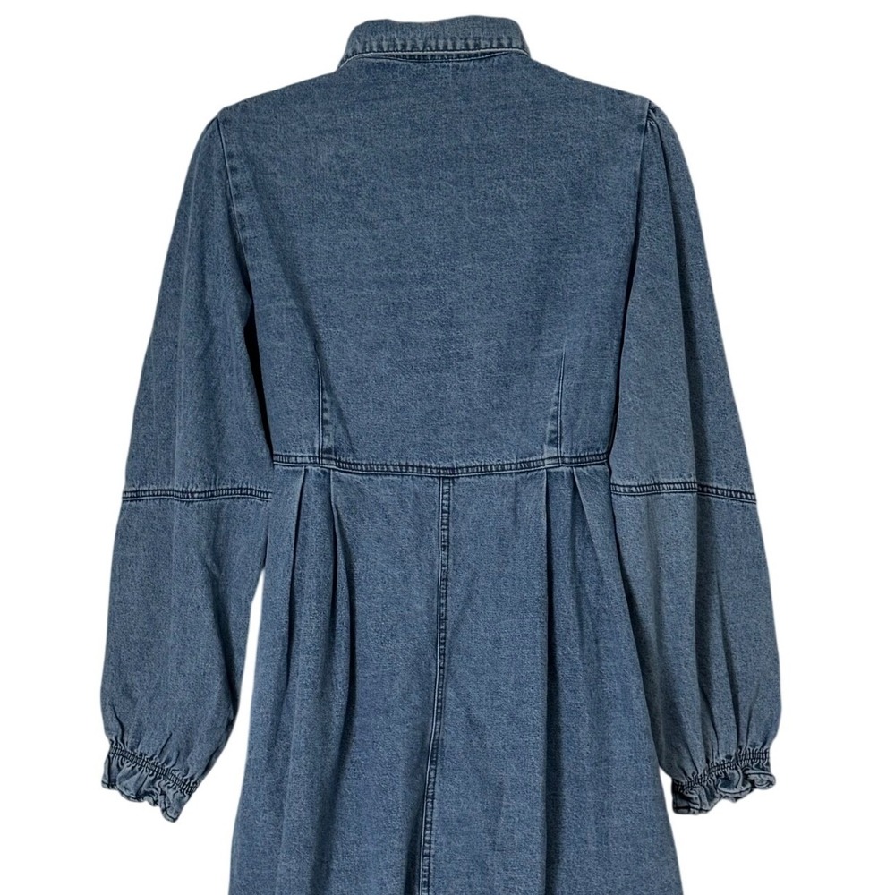 Lulus Uniquely Darling Medium Wash Denim Mini Dress Pockets Size S NEW - Picture 12 of 12